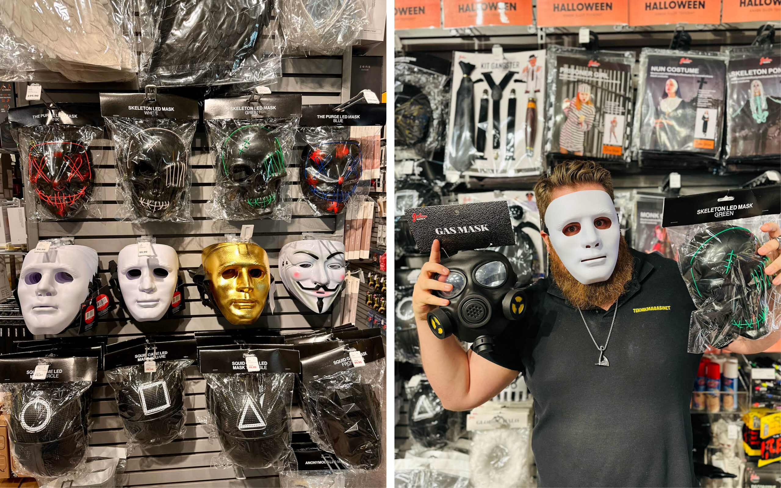 Teknikmagasinet har butikken full av masker, kostymer og halloweentilbehør som du trenger til festen.