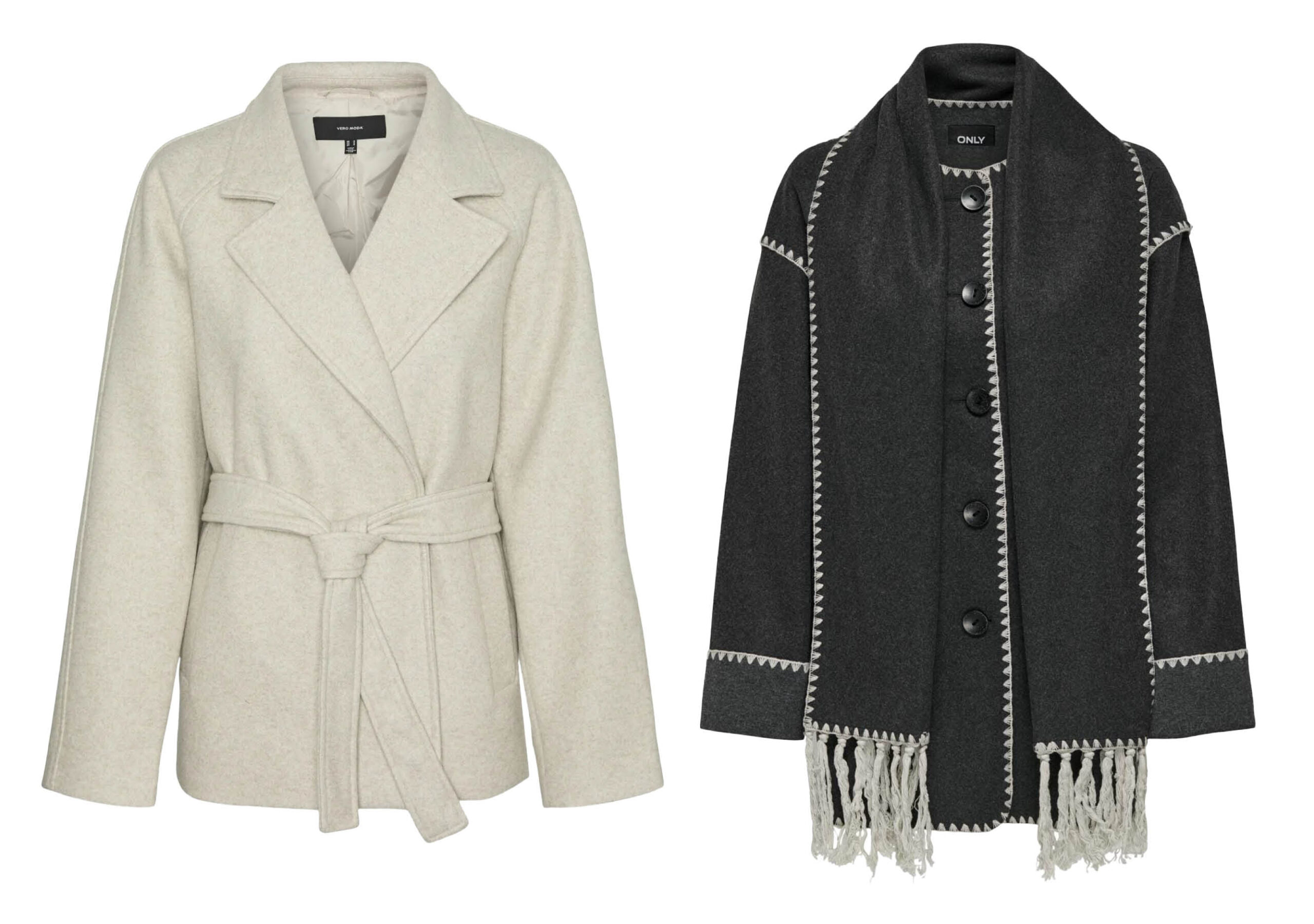 VERO MODA VMFORTUNEAYA RAGLAN SLEEVE JACKET og Only Onlelba Life Scallop Edge Scarf Coat